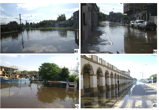 Barrios céntricos de Luján en la inundación de octubre del 2012.