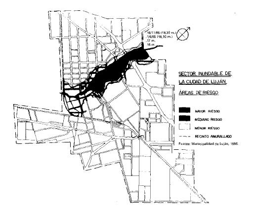 Sector inundable de la ciudad de Luján. 