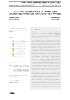 La actividad de investigación en turismo de las universidades miembro del CONDET durante el año 2023