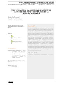 Perspectivas de la valorización del patrimonio gastronómico. Revisión sistemática de la literatura académica